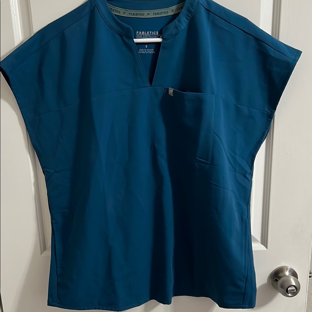 Fabletics Blue Boxy Cap Sleeve Blouse
